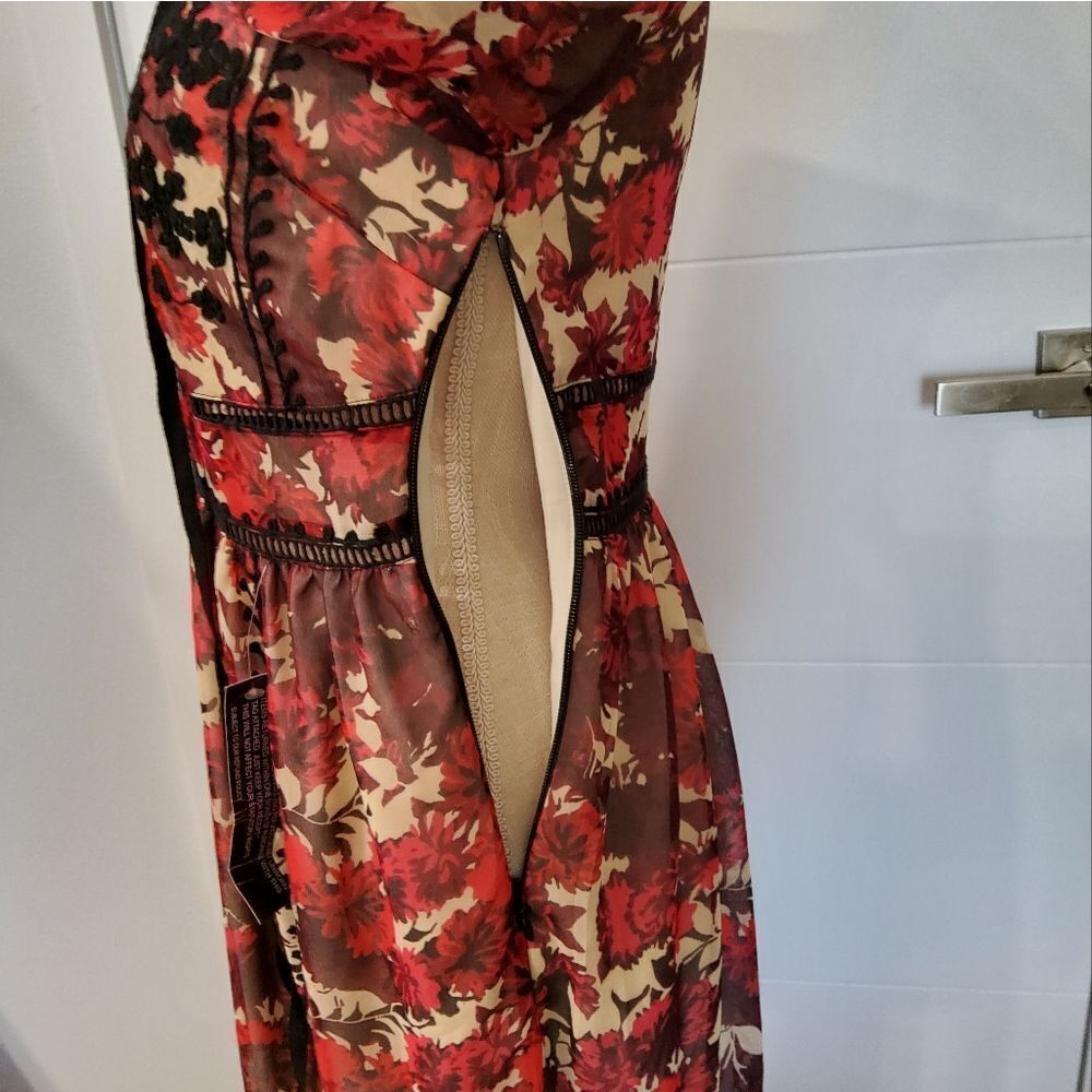TopShop Boho Floral Print Embroidered Midi Dress Size 4 - Picture 7 of 14